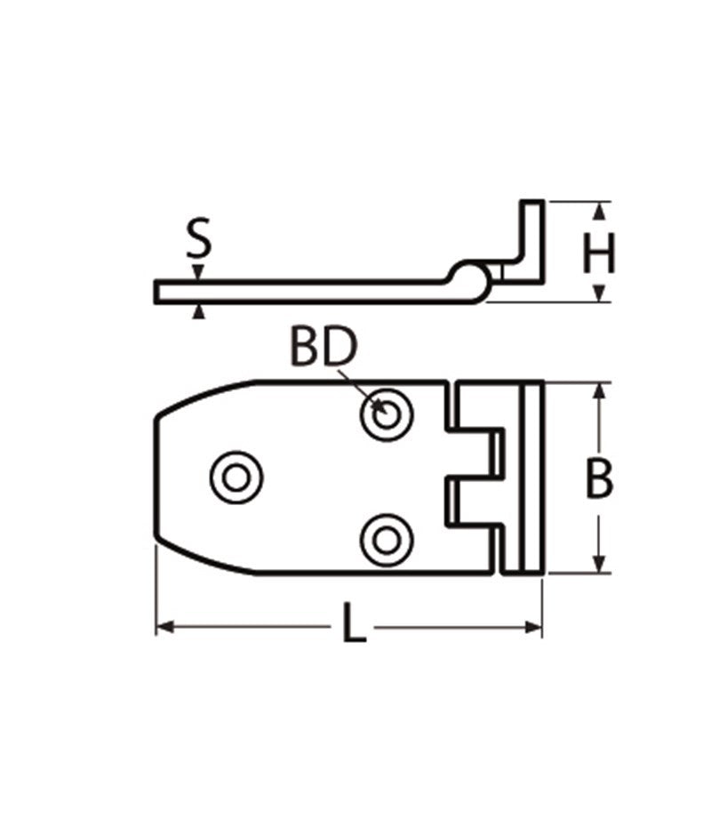 Marinetech Verzetscharnier 70x38 mm afmetingen 68x38x4mm