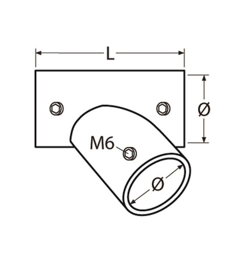 Marinetech 82064R25 Railing T-Connector 60° 25mm Rechts