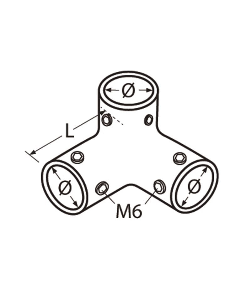 Marinetech 8211425 Railing Drieweg Hoekconnector 25mm