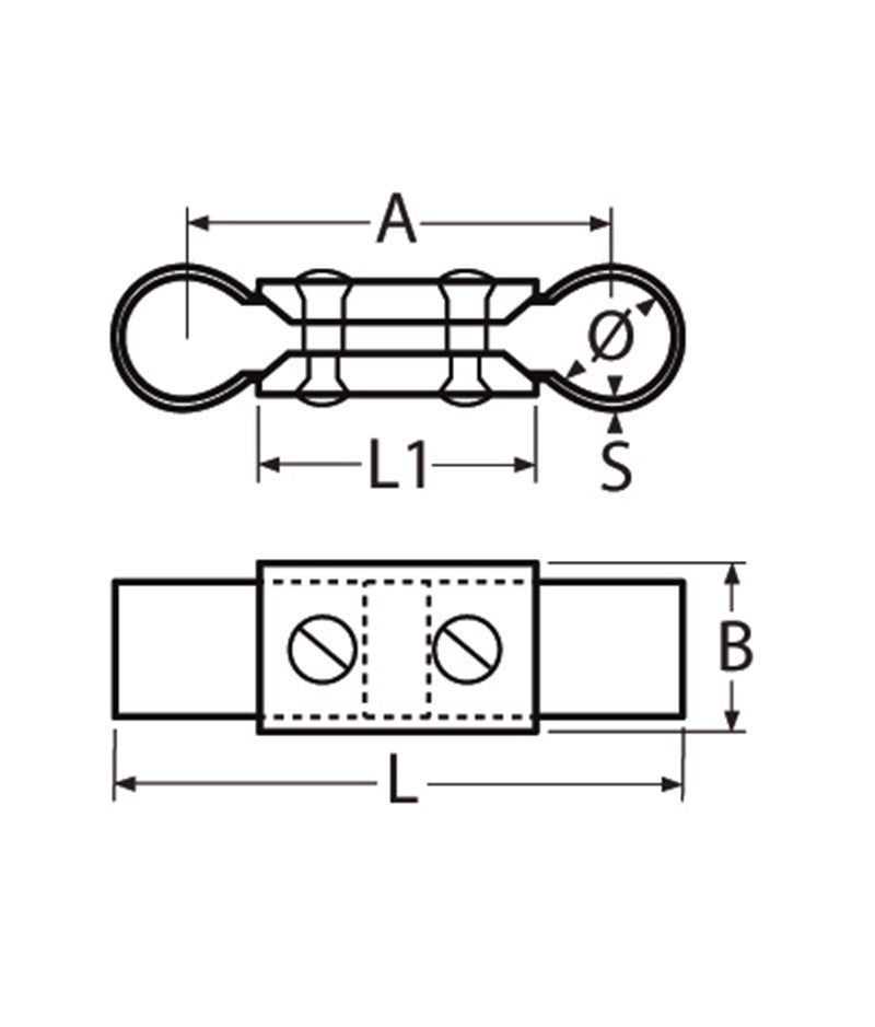 Marinetech 8532222 Dubbele Buisconnector 22x90 mm