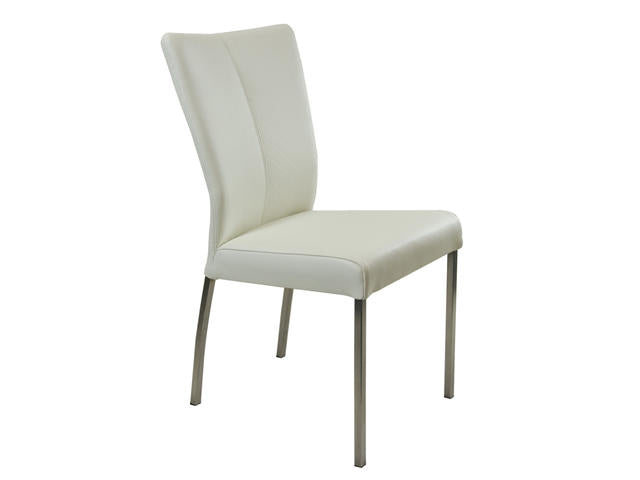CSW Roos hoge slanke lederen stoel met RVS-frame, zitdiepte 44 cm