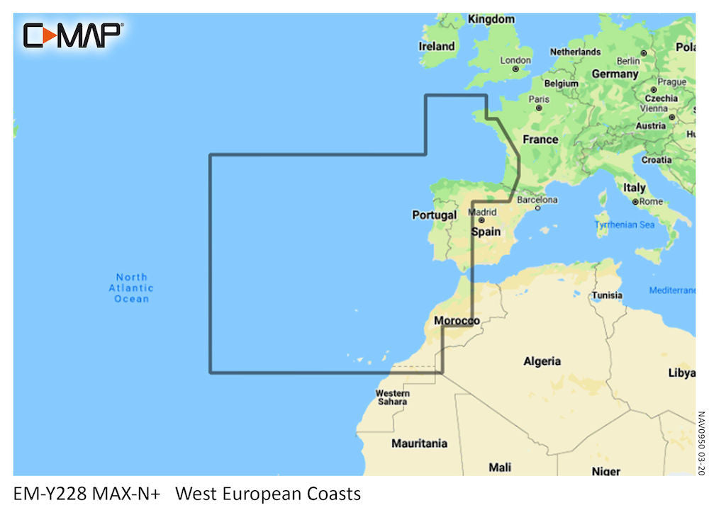C-Map MAX-N+ EW-Y228 West Europa waterkaart met 60 euro C-Map spring deal voordeel