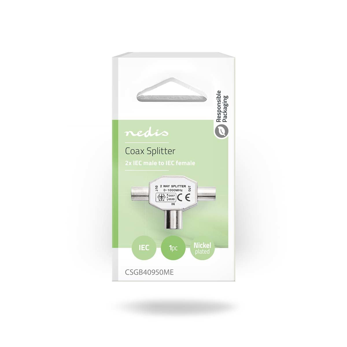 Nedis Coax Splitter 2x coax male naar IEC (Coax) Female