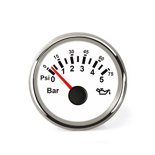 Hollex Oliedrukmeter 12/24 Volt 0-5 Bar wit