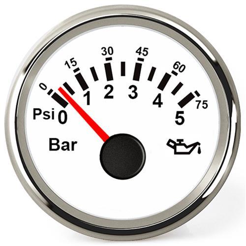Hollex Oliedrukmeter 12/24 Volt 0-5 Bar wit