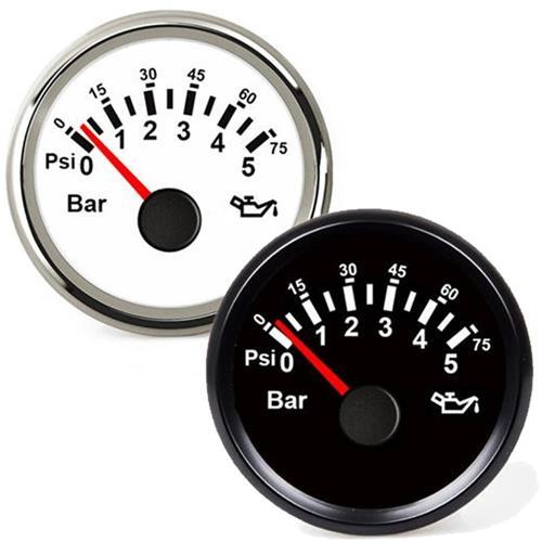 Hollex Oliedrukmeter 12/24 Volt 0-5 Bar wit