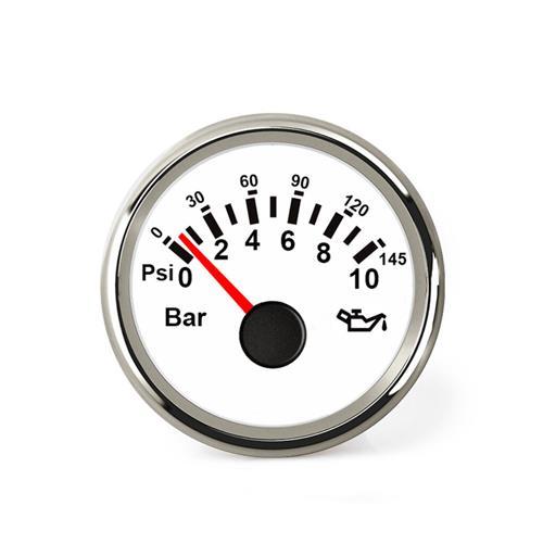 Hollex Oliedrukmeter 12/24 Volt 0-10 Bar wit