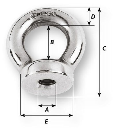 Wichard 6344 Oogmoer M8 x 125 met 17mm oog BL 3000 kg gewicht 51 gr