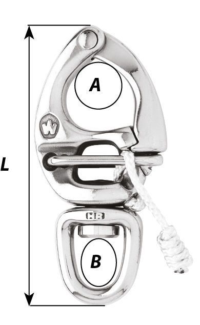 Wichard 2674 Snapsluiting quick release met wartelend oog 80 mm HR RVS