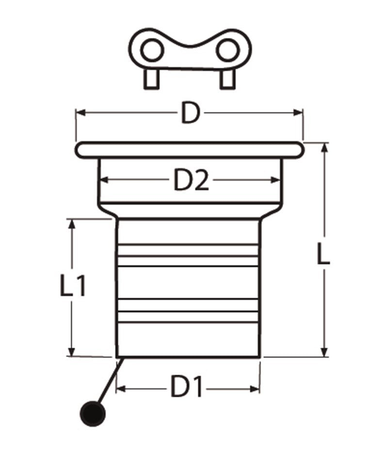Marinetech Tankvuldop GAS 2" met Ketting-Geborgde Deksel en Sleutel