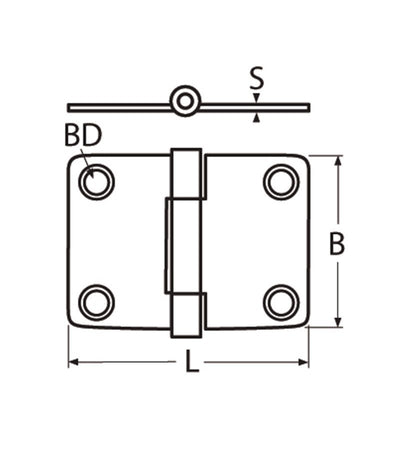 Marinetech Scharnier 49x37 mm