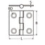 Marinetech Scharnier 38x38 mm afmetingen 38x38x4mm