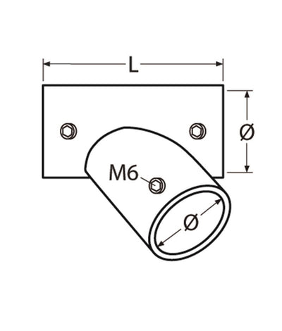 Marinetech 82064R25 Railing T-Connector 60° 25mm Rechts
