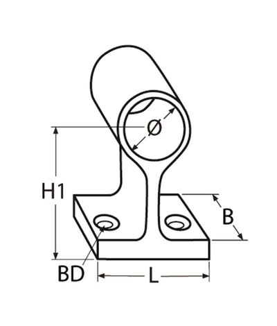 Marinetech 8207422 38 Handrailing Middenstuk 60° 22x38 mm