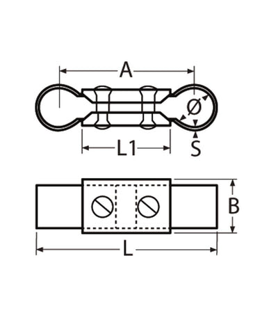 Marinetech 8532222 Dubbele Buisconnector 22x90 mm