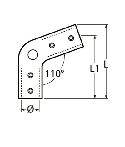 Marinetech 8565425 Railing Hoekconnector 110° 25mm