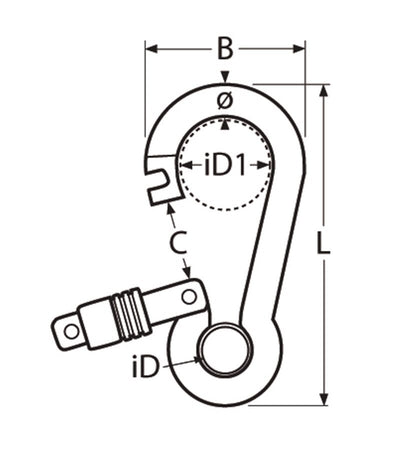 Marinetech 8950405 50 Karabijnhaak met Kous en Veersluiting 5x50 mm BL: 387kg