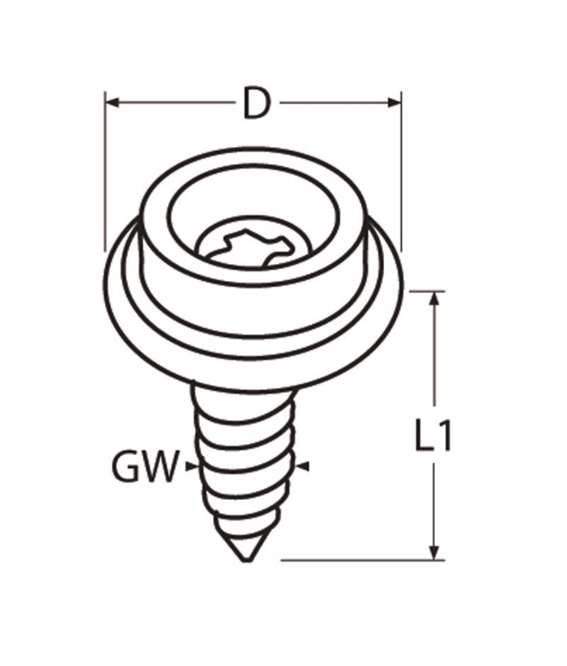 Marinetech 814041615 159 Durable DOT Stud met RVS Zelftapper 15x15,9 (5 stuks)