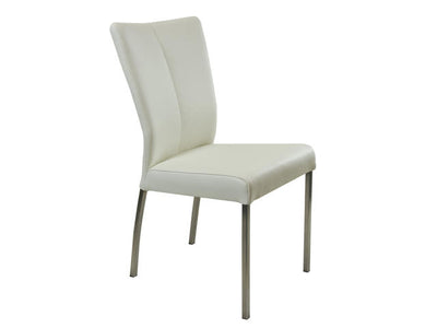 CSW Roos hoge slanke lederen stoel met RVS-frame, zitdiepte 44 cm