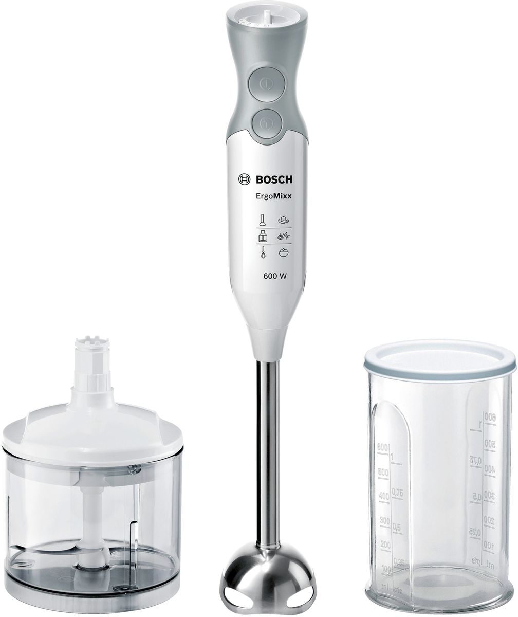 Bosch MSM66120 ErgoMixx 600 Watt Staafmixer met Hakmolen RVS Voet en Maatbeker