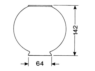 DHR Ge-etste Kogel Glas Voet 64 mm, lengte 130 mm,