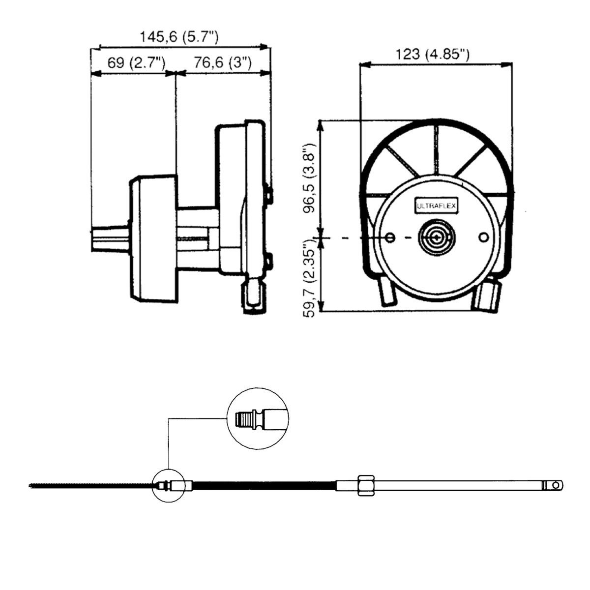 Ultraflex Rotech IV Stuursysteem 2.14 m (7 ft)