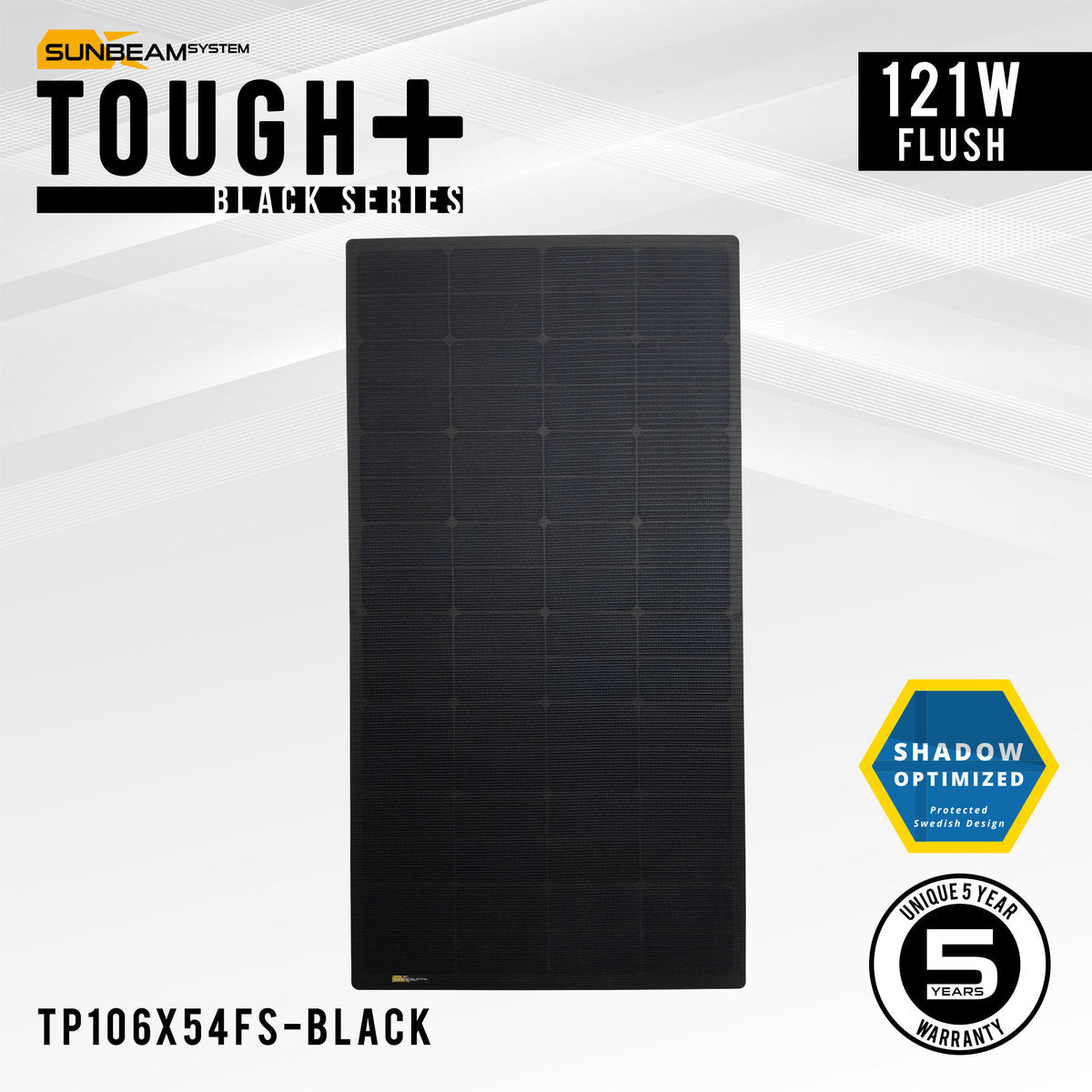 Sunbeam Tough+ black 121W Flush zonnepaneel