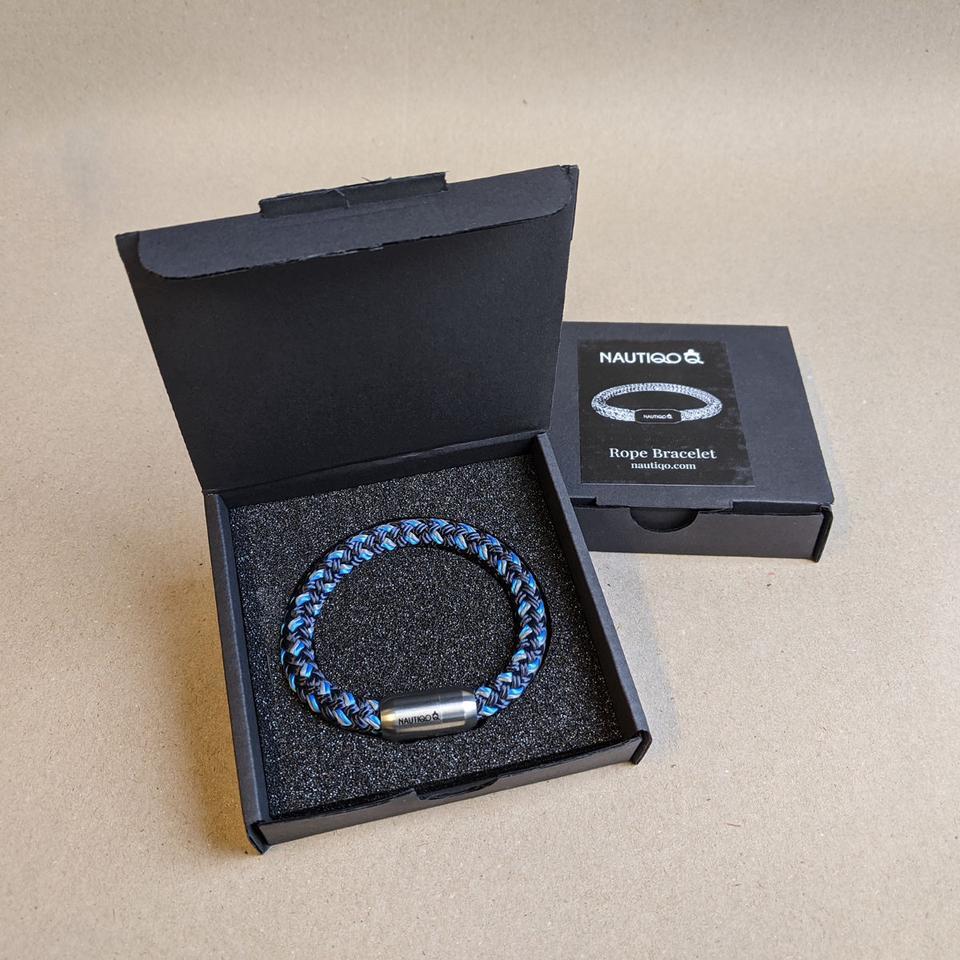 Nautiqo Touw armband blauw en grijs
