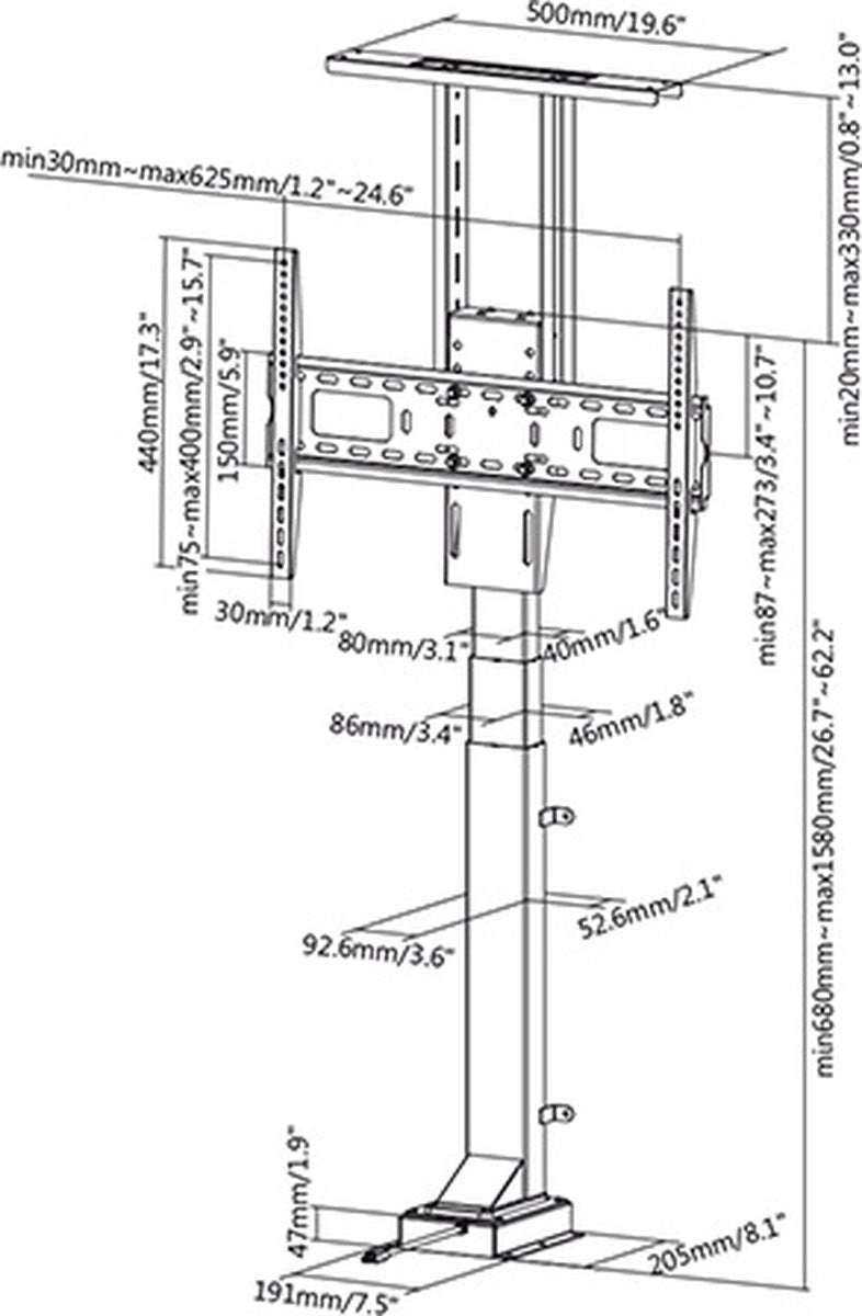 Golden Note GN33-2 elektrische lift geschikt voor 32 tot 65 inch televisie, met afstandsbediening