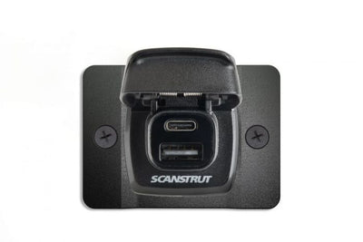 ScanStrut Flip Pro snellader IPX4 waterdicht USB-A en USB-C aansluiting 12-24 V met montageplaat