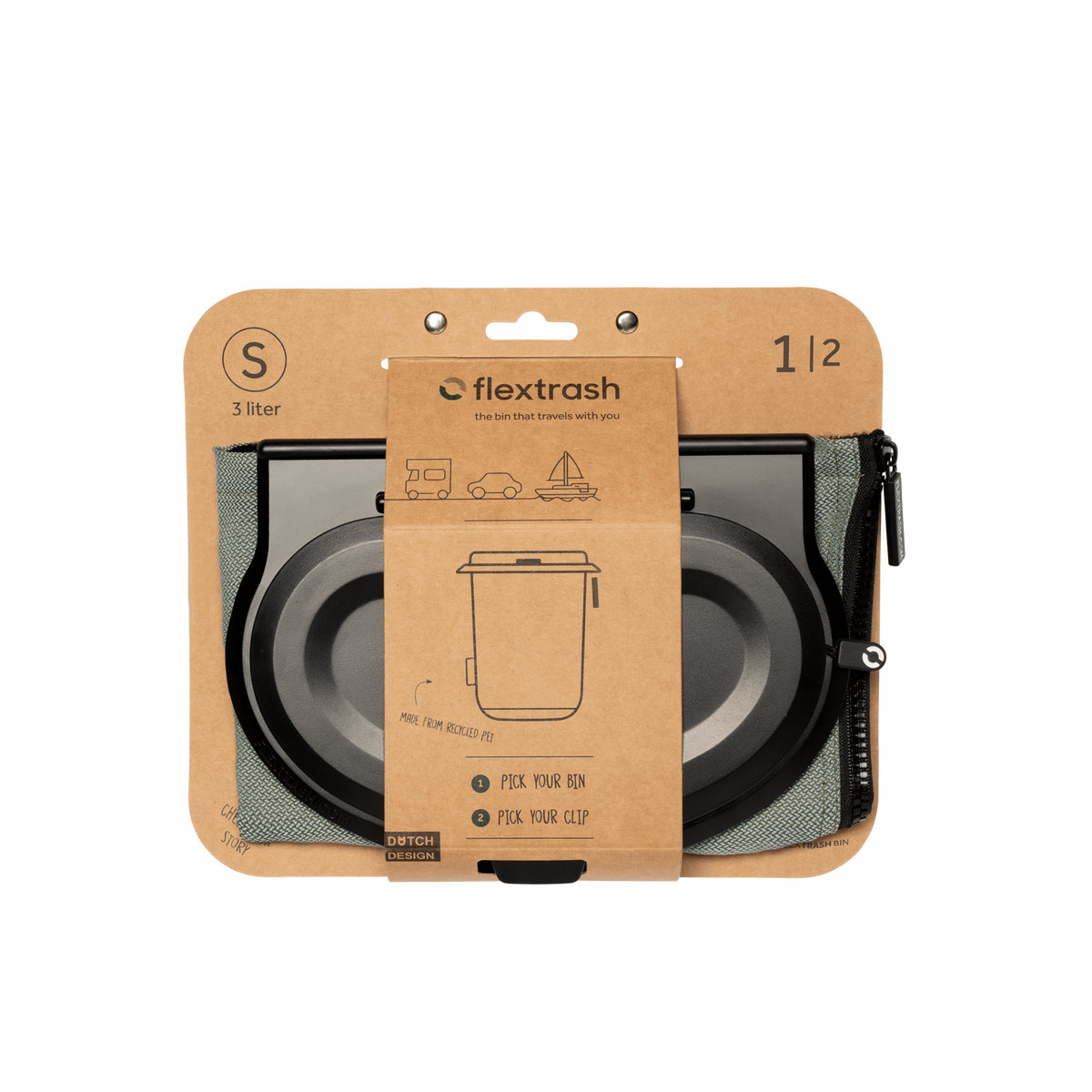 Flextrash Small 3 liter prullenbak groen