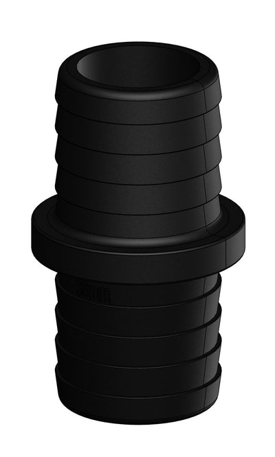 TruDesign Verbinder 38 mm / 38 mm slangverbinder met 2 tule einden zwart kunststof