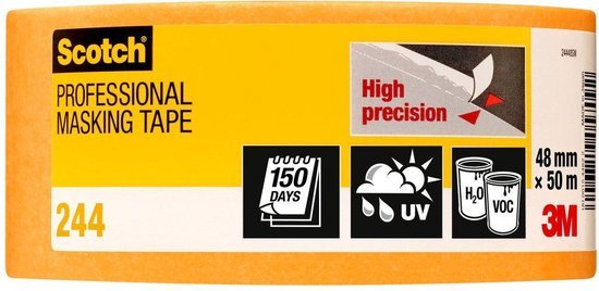 3M 244SW Masking Tape 48 mm 2-componenten afplaktape (48 mm x 50 m) geel
