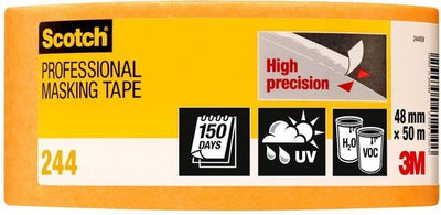 3M 244SW Masking Tape 48 mm 2-componenten afplaktape (48 mm x 50 m) geel