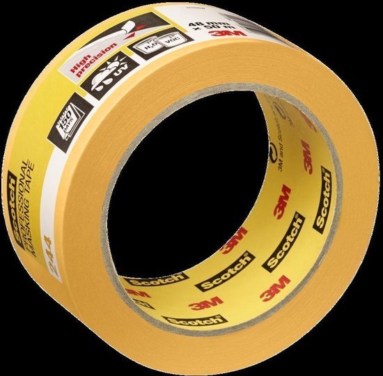 3M 244SW Masking Tape 48 mm 2-componenten afplaktape (48 mm x 50 m) geel
