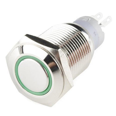 Hollex Puls Drukknop RVS 12V LED groen