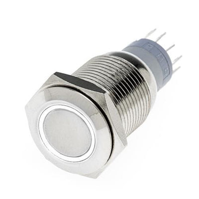 Hollex Aan/Uit Drukknop RVS 12V LED wit