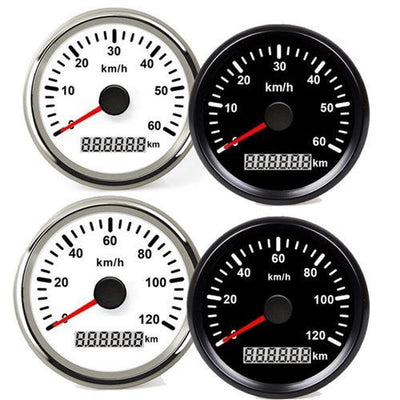 Hollex GPS Snelheidsmeter analoog 0-60km/h 12/24 Volt zwart