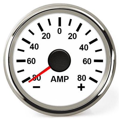 Hollex Ampèremeter 12/24 Volt tot 80 Ampère met Shunt wit