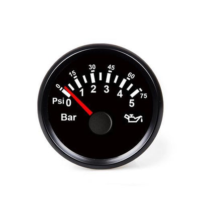 Hollex Oliedrukmeter 12/24 Volt 0-5 Bar zwart