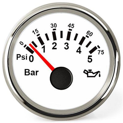 Hollex Oliedrukmeter 12/24 Volt 0-5 Bar wit