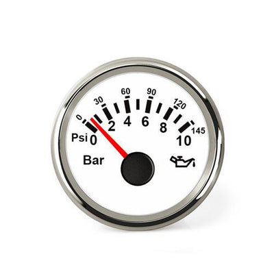 Hollex Oliedrukmeter 12/24 Volt 0-10 Bar wit