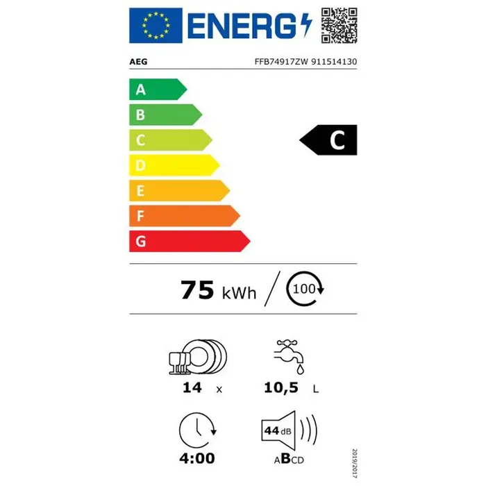 AEG FFB74917ZW Vaatwasser met 50,= cashback via AEG