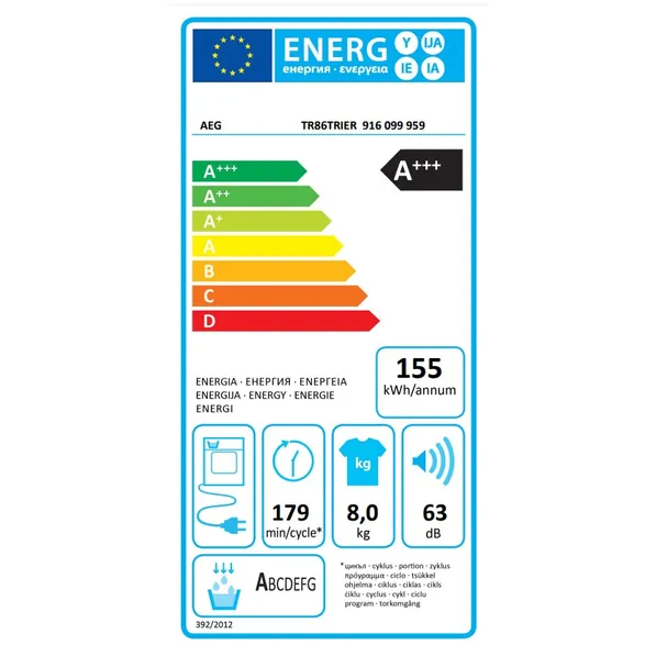 AEG TR86TRIER warmtepompdroger met binnenverlichting