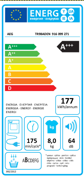 AEG TR9BADEN warmtepompdroger