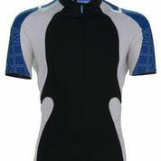 Bioracer GRAPHIC fietsshirt korte mouwen zwart met blauw heren,2 rugzakjes, rits,