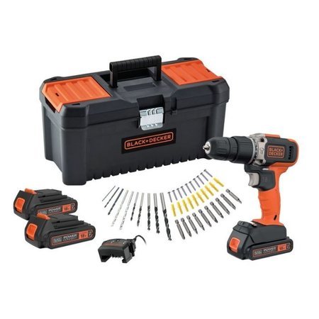 Black&Decker BCD003C3TA-QW 18 volt schroef-/klopboormachine met 3 accu's en 40 accessoires