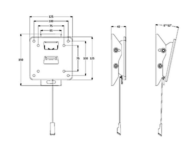 Cavus MB731022 Afneembare TV muurbeugel, geschikt voor VESA 75x75 en 100x100