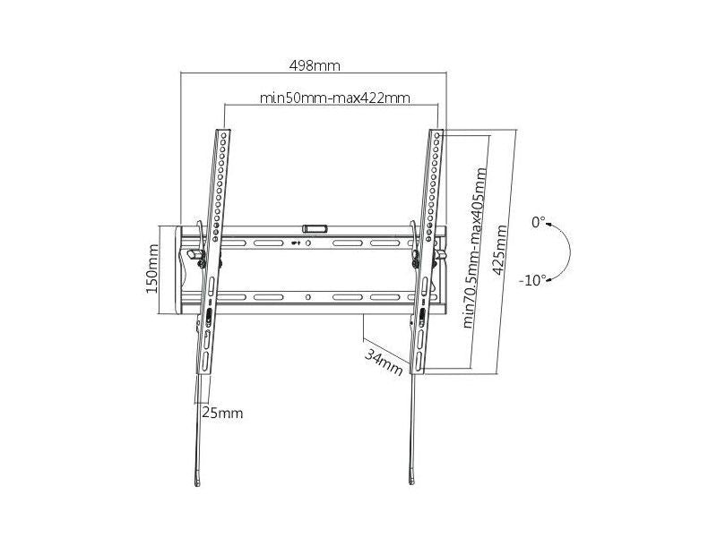 Cavus WMT002 TV muurbeugel voor vlak aan de muur, VESA 75x75 tot 400x400