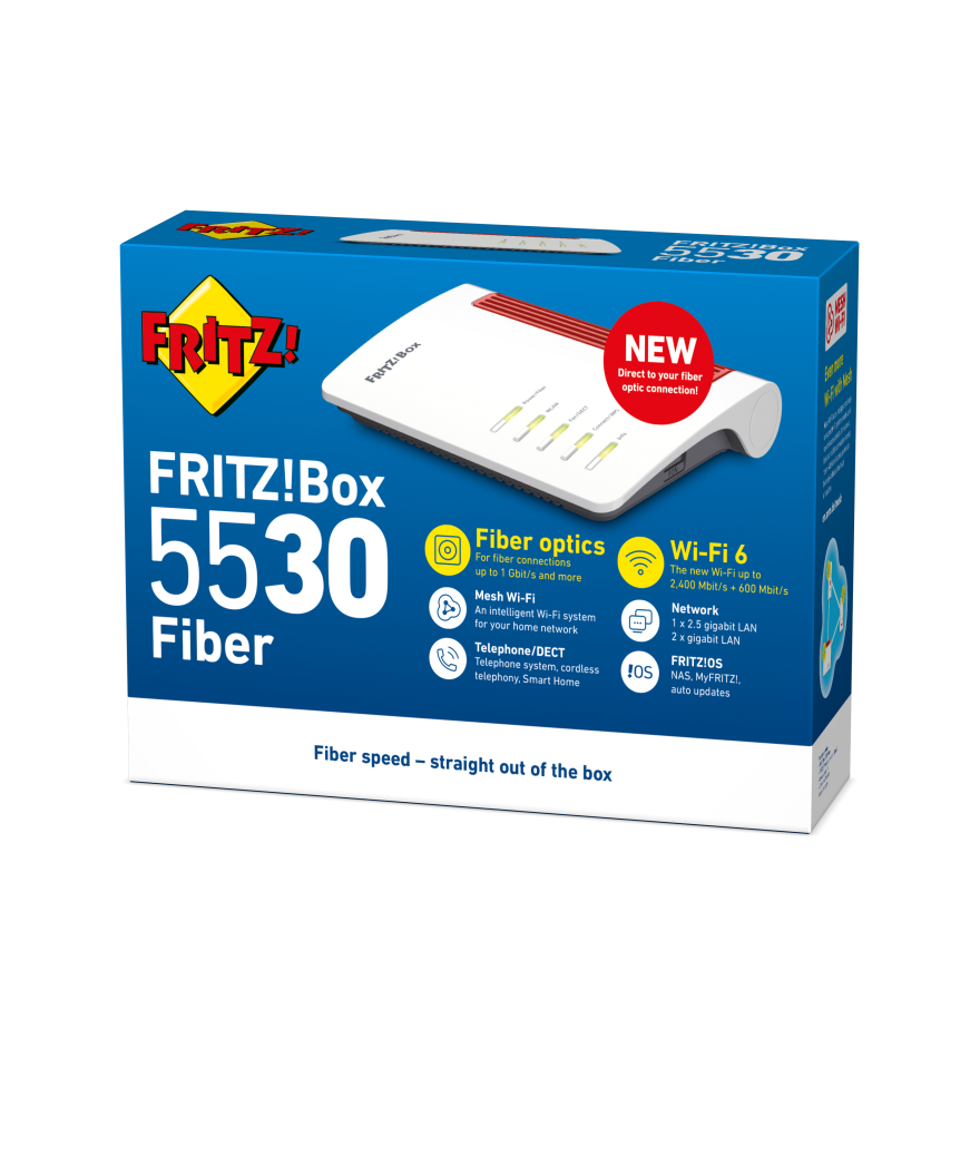 Fritz! Box 5530 Fiber XGS glasvezelnetwerk router XGS-PON